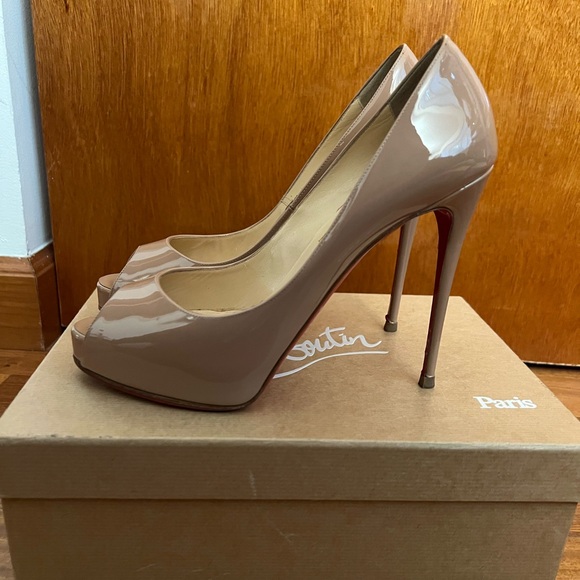 Christian Louboutin Beige Peep Toe Stilettos - Picture 2 of 4